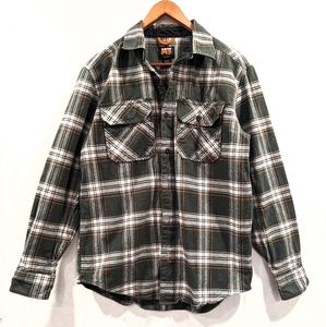 TIMBERLAND Pro Mens Flannel Button Down Original Fit Shirt Green Plaid Shacket